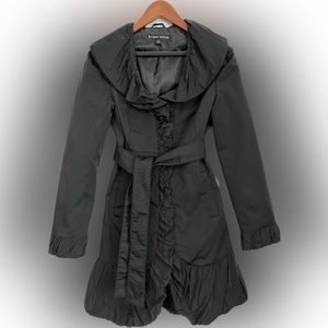 Blanc Noir Ruffle Coat/Raincoat.  Sz S